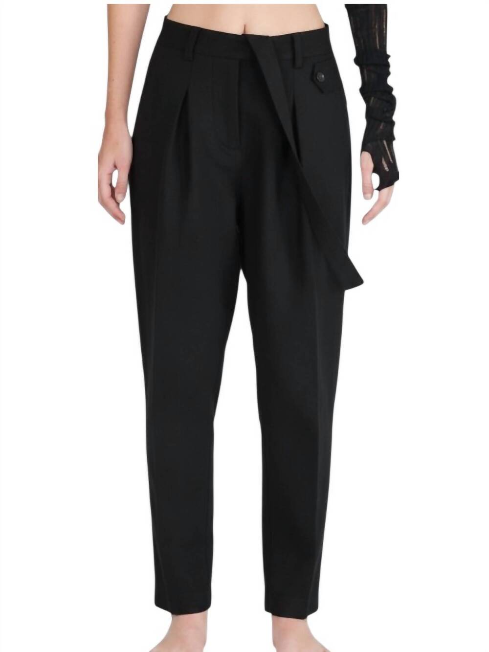 NEW ISABEL BENENATO high-rise suspender pants in black